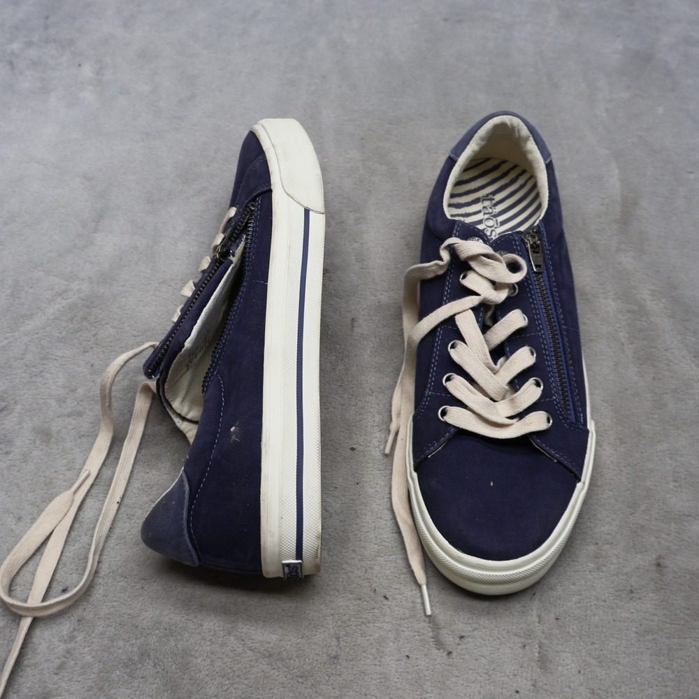 Taos‎ Womens 9.5 Sneakers Blue Z-Soul Canvas Side Zip Lace-Up Comfort Walking